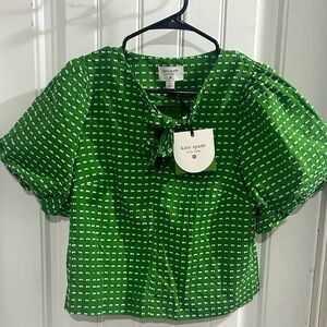 Kate Spade Vibrant Green Top with White Accents